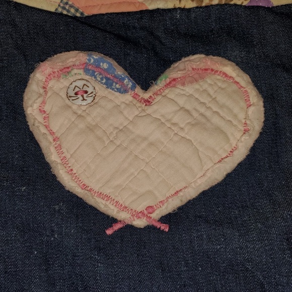 Handmade Christmas Stocking Quilt and Denim Cat - Picture 3 of 4